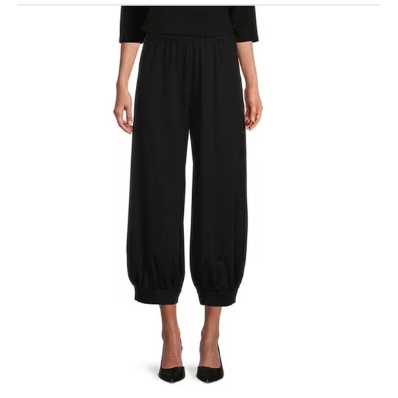 Bryn Walker Wyatt Cotton Knit Crop Lantern Pants XL Black Lagenlook Minimalist - Picture 2 of 9